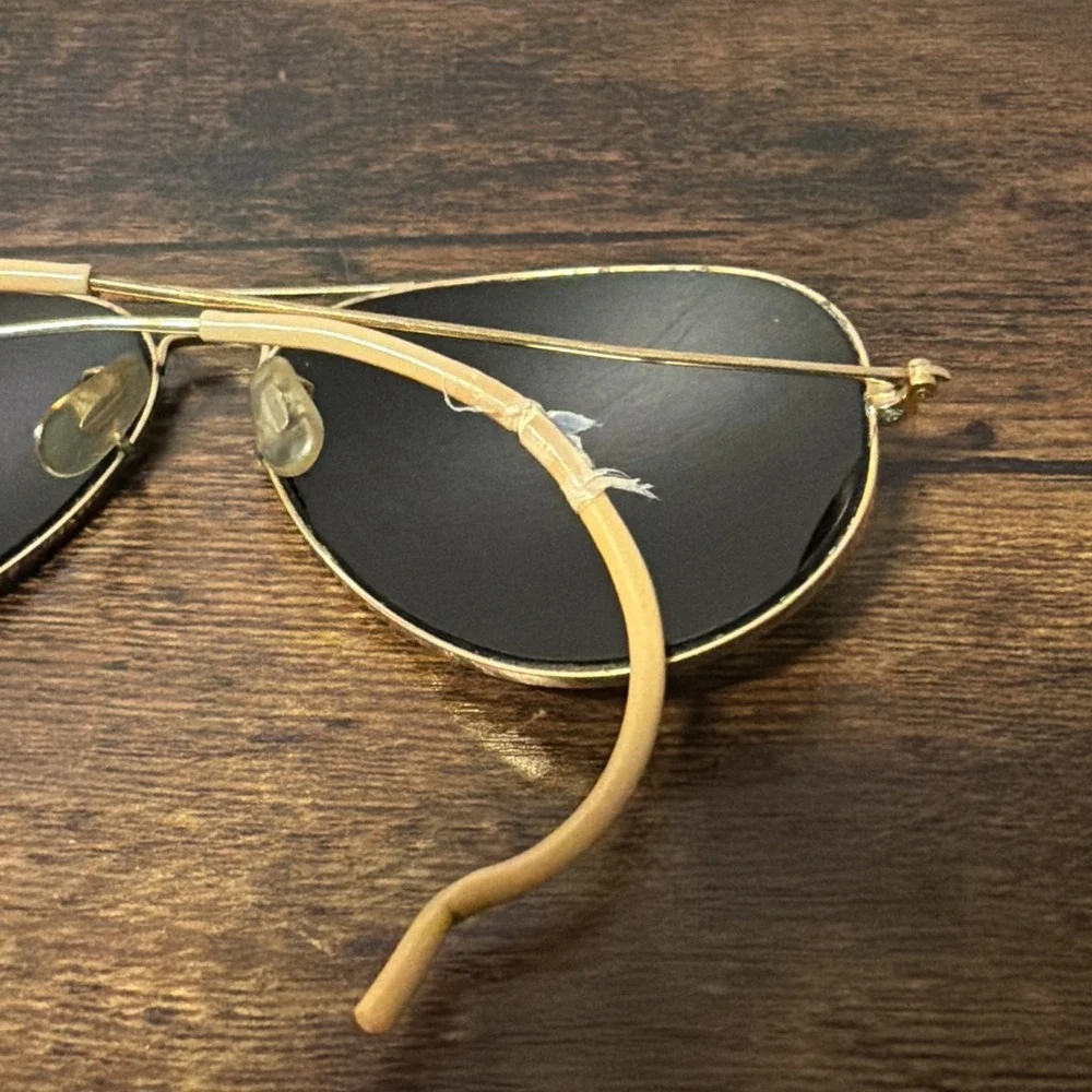 VTG 1970's 62mm B&L‎ RAY-BAN USA w/Wire Frames & Ear Hooks, Teardrop Style HTF!